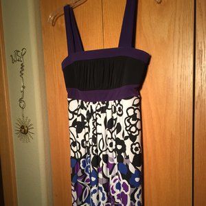 Sweet Storm Black & Purple Pattern Dress Large EUC